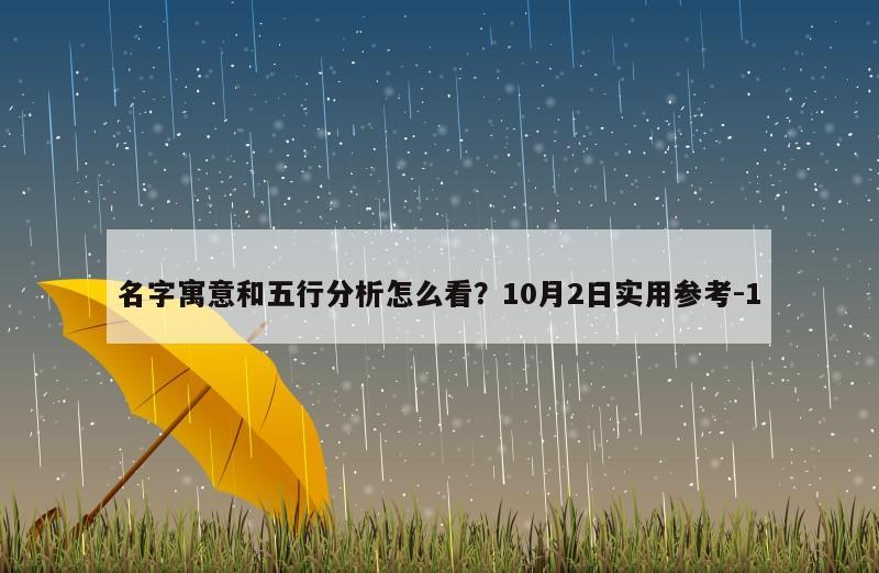 名字寓意和五行分析怎么看？10月2日实用参考