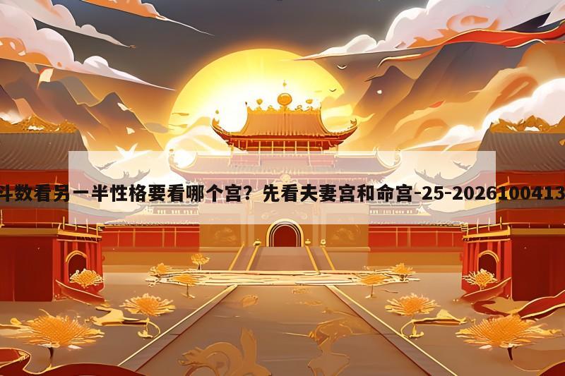 紫微斗数看另一半性格要看哪个宫？先看夫妻宫和命宫
