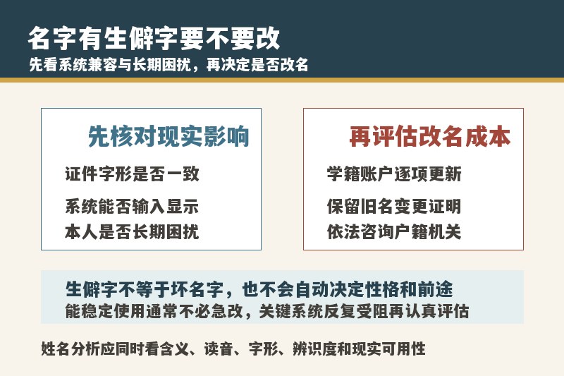 名字里有生僻字有什么影响？要不要为了上学办证改名