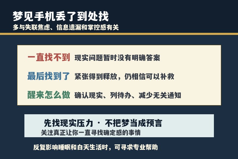 梦见手机丢了到处找是什么意思？一直找不到说明什么