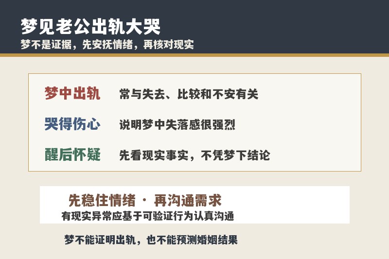 梦见老公出轨自己哭得很伤心是什么意思？是预兆吗