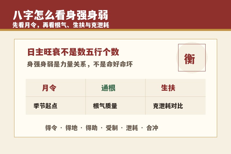 八字怎么看身强身弱？自己判断日主旺衰有哪些步骤