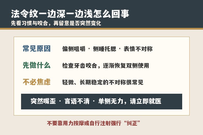 法令纹一边深一边浅是怎么回事？和单侧咀嚼有关吗