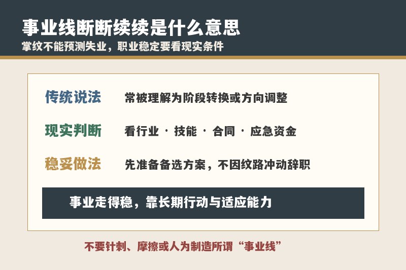 手相事业线断断续续是什么意思？会经常换工作或失业吗