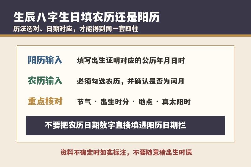 生辰八字测算生日填农历还是阳历？填错会影响结果吗