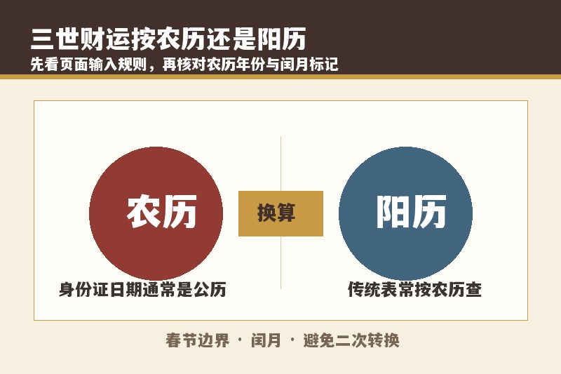 三世财运是按农历还是阳历算？闰月出生怎么填